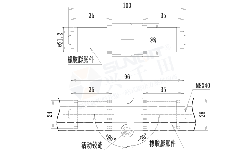 對向鉸鏈組件尺寸圖