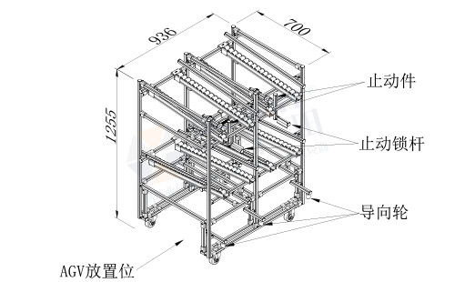 AGV周轉(zhuǎn)車+物料架(單側(cè)型)圖紙