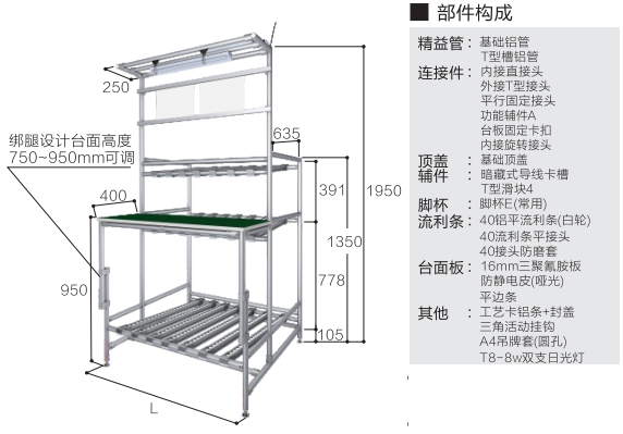 工作臺F(不帶層板和腳輪)